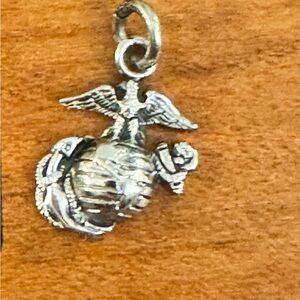 Vintage .925 silver Marine Corps Eagle/Globe/Anchor charm or pendant - .5”